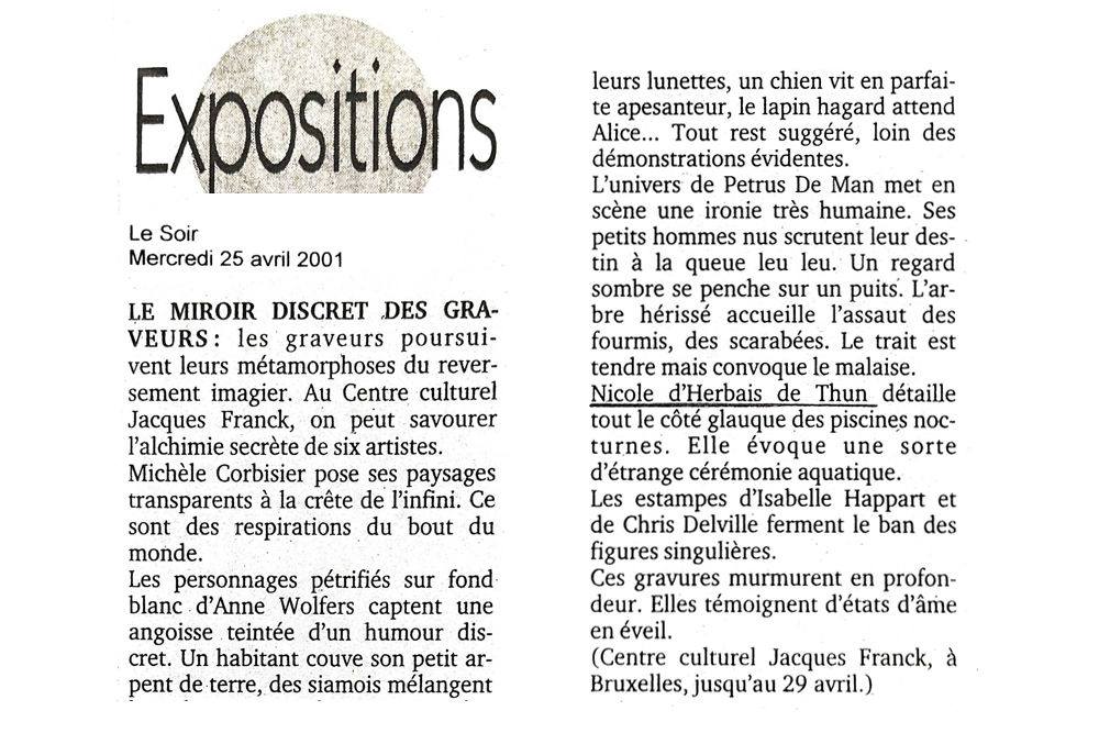 Centre Culturel Jacques Franck Le Soir | Avril 2001
